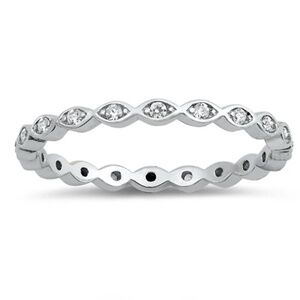 Sterling Silver CZ Eternity Band – Size 8